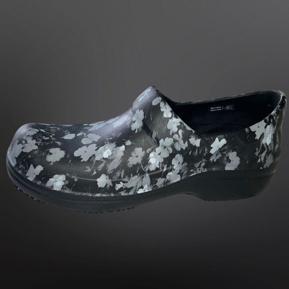 Crocs Neria Pro II Black/Grey/White Flowers Dual Comfort Clogs Size W 8 - Picture 3 of 5